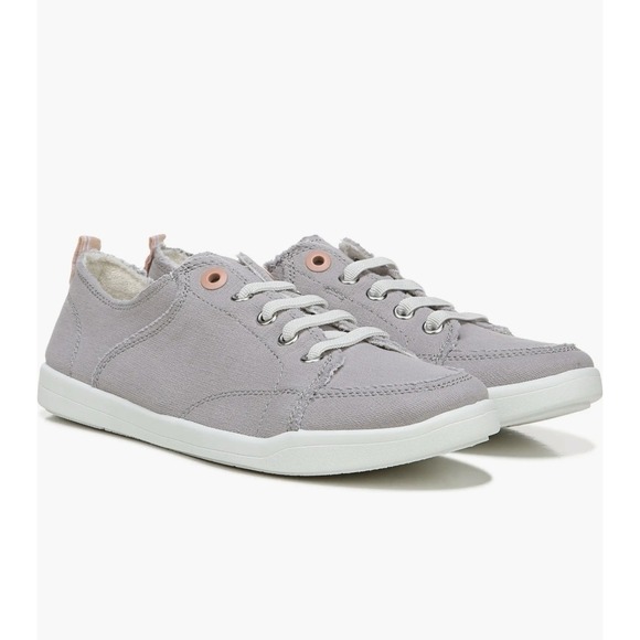 Vionic Beach Pismo‎ Lace Up Sneaker Light Grey Casual Canvas Women's Size 7 - Picture 1 of 8